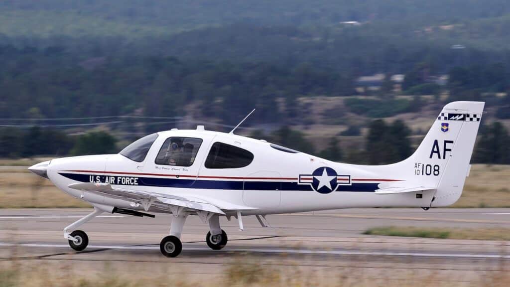 A small, single engine U.S. Air Force plane