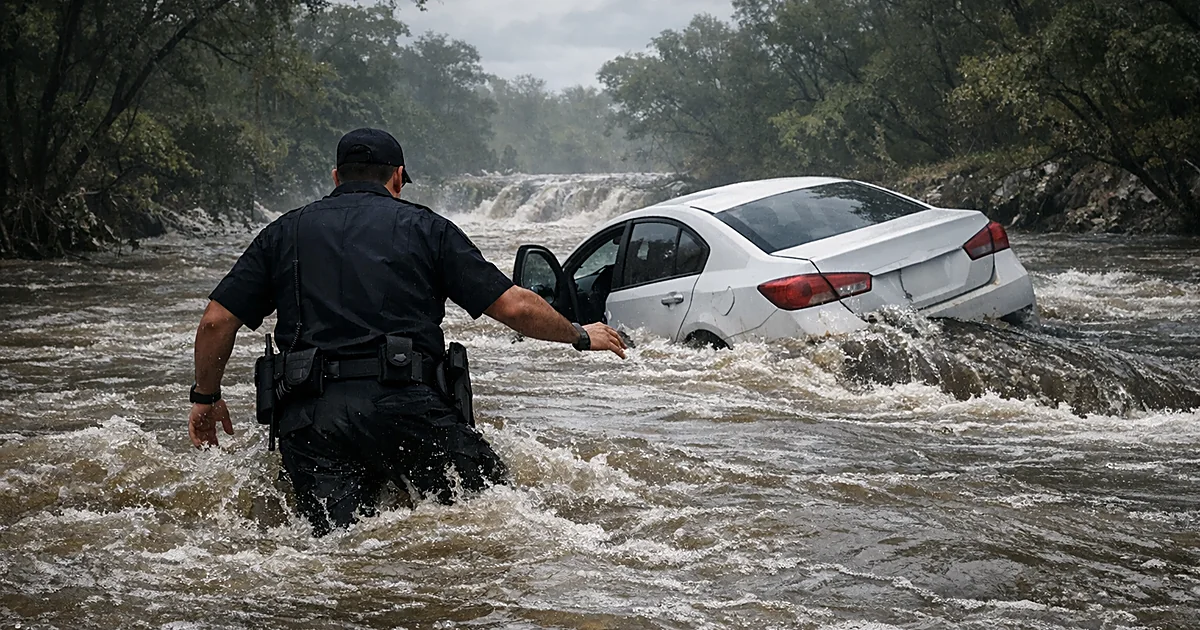 Texas Officer Rescues Baby From Sinking Car in Floodwaters